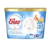 Linge propre et respect des peaux sensibles avec Le Chat Capsules Peaux Sensibles Aloe Vera et Savon de Marseille, format x23, 161g - Lot de 2