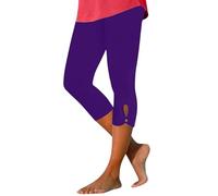 Lingerie Bonnet F 2024 High Waisted Cutout Yoga Lightweight Cozy Cropped Pants Solid Soft Pajams Pants Legging Running (Purple, XXL)