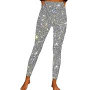 Lingerie Coquine Hot Women's Elastic Denim Leggings Leggings Elastic Jeans Sports Pants Thick Warm High Waist Slim Fit Stretchy Yoga Fitness Short Jean Blanc (Silver, L)