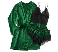 Lingerie Dentelle Femme Sexy Satin Ensemble Chic de Lingerie Nuisette Femme Ensemble Vêtements de Nuit Nuisettes Chemise de Pyjama Sensuelle Peignoir Soie Robe de Chambre Babydoll Pas Cher 2024