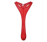 Lingerie élastique pour homme avec bretelles - Combinaison pour homme - Boxer une pièce - Justaucorps Mankini - Dos nageur - Bikini - Maillot de bain, Rouge, XL