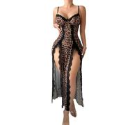 Lingerie érotique Sexy imprimé léopard Jupe Longue Transparente Pyjama Uniforme Passion