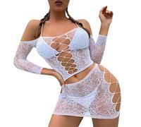 Lingerie Et VêTements Sexygourmet Lingerie Robe en résille Femme Robe et pièce Solide Couleur Pure Maille Bikini raffinée