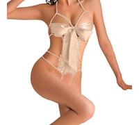 Lingerie Femme Dentelle - Lingerie Amusante en Dentelle Pyjama Sexy Et Séduisant Désir Ajouré Épicé Coupe Ouverte Combinaison pour Femmes (White L)