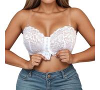 Lingerie Femme Dentelle, Soutien Gorge Grande Taille Femme Push Up sans Bretelles Fermeture Devant Couleur Unie Fleurs Chic Et Élégants Brassière Sexy Confortable De Tous Les Jours Charme Bra