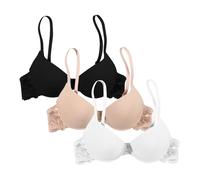 Lingerie Femme Dentelle- Soutien Gorge Push Up Sexy Couleur Unie Deep V Confortable Respirante Brassière Classiques Simple Doux Charme Seduction Bralette Coupe Régulière Bra Polyvalent Base 2026