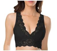 Lingerie Femme Dentelle, Soutien Gorge sans Armature Femme Col en V Sexy Couleur Unie Brassière Chic Et Élégants Confortable Bralette Respirante Léger Décontracté Joli Au Dos Grande Taille Charme Bra