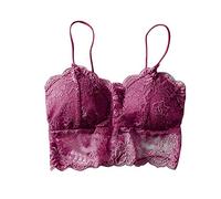 Lingerie Femme Dentelle, Soutien Gorge sans Armature Femme Push Up Ceinture Thoracique à Fines Bretelles Couleur Unie Rembourré Bralette Gorge pour Yoga Jogging Brassière Doux Et Respirant Bra