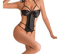 Lingerie Femme - Lingerie Amusante en Dentelle Pyjama Sexy Et Séduisant Désir Ajouré Épicé Coupe Ouverte Combinaison pour Femmes (Black XL)