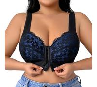 Lingerie Femme Soutien-gorge en dentelle avec fermeture avant brodée grande taille pour toutes les saisons.Conception sans fil pour un usage quotidien. Bustiers de sport pour femme, Noir3, 115D