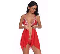 Lingerie Femme Transparent Sous-vêtement pour Sex Sleepwear Sexy Vêtements de Nuit Lingerie Confortable Nuisette Été Chemise de Nuit Femmes Lingerie Sexy Nuisette Érotique Robe de Nuit, rouge, 3XL