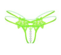 Lingerie Fille Lady G Bas V String Culotte Perle Taille Sexy Cordes Femmes Pendentif sous-vêtements Lingerie Yeux (Green, One Size)
