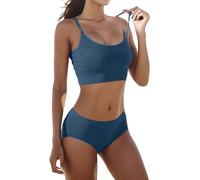 Lingerie française, féminine, petite poitrine, mince, sans anneau en acier, grande taille, ensemble soutien-gorge de sport boxer pour garçon, bleu, M