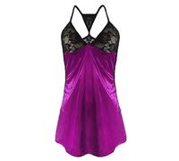 Lingerie G-String Plus Dentelle Soies Ensemble Mode sous-Vêtements Intimes Nuisette Confort Luxe Élégance Délicat Romantique Raffiné Érotique Joli Magnifique Séduisant Charmant Femmes (Purple, XXL)