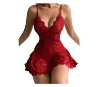 Lingerie nuisette sexy pour femme, robe de nuit en maille de dentelle avec string, chemise de nuit réglable en maille transparente, mini robe de pyjama, body dentelle florale, jupe de chemise de nuit