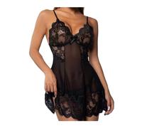 Lingerie nuisette sexy pour femme, robe de nuit en maille de dentelle avec string, chemise de nuit réglable en maille transparente, mini robe de pyjama, body dentelle florale, jupe de chemise de nuit