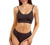 Lingerie Sets for Women Women's Underwear Big Chest Small Thin No Underwire Push Up Comfortable Fit Beautiful Back Halter Vest Adjustable Shoulder Straps Plus Size Bra Set (Green, M)(Coffee,L)