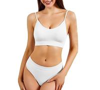 Lingerie Sets for Women Women's Underwear Big Chest Small Thin No Underwire Push Up Comfortable Fit Beautiful Back Halter Vest Adjustable Shoulder Straps Plus Size Bra Set (Khaki, L)(White,L)