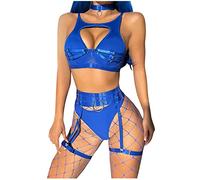 Lingerie Sexy Femme Coquine Hot Bustier Femme Sexy Érotique Femmes Élastique Ceinture Demi Jarretière Surbuste Haut Et Culotte Trois Pièces avec Anneau en Acier Body Sensuelle Coquin Vêtement Dessous