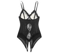Lingerie Sexy Femme Coquine Hot Sein Nu Justaucorps Body Sexy Femme érotique Ouvert Entrejambe Grande Taille Dos Nu Bodysuit Femme Dentelle Transparente sous Vetements feminins Pas (Black, XXXXL)