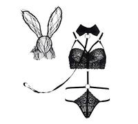 Lingerie Sexy Femme Érotique Pute Bustier Femme Sexy Érotique Fille One Piece Cosplay Bunny See-Through Costume -Cut Dentelle Ensembles de Lingerie pour Femmes Ensemble