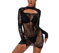 Lingerie Sexy Femme Érotique Pute- Robe De Chambre Manches Longues Chic Et Elegant Élasticité Nuisette Slim Transparent Pyjama Couleur Unie Charme Mini Robe De Nuit pour Saint Valentin Casual