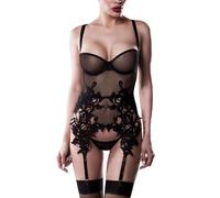 Lingerie Sexy Femme Guêpière Dentelle et String - GREY VELVET