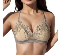 Lingerie Sexy Femme Push Up, Soutien Gorge Sans Armature Femme Col En V Engrener Fin Style Français Bonnet Triangle Chic Et Élégants Brassière Confortable De Tous Les Jours Léger Respirante Charme Bra
