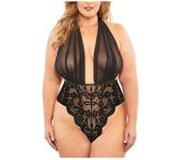 Lingerie sexy pour femme - Lingerie érotique transparente - Bandage dos nu - Réglable - Détail découpé - Body sexy - Nuisette érotique, Noir , XXL