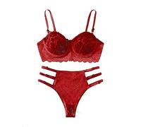 Lingerie sexy pour femme Lovasy - Porte-jarretelles érotiques pour le sexe - Sous-vêtements érotiques confortables - Costume de Saint-Valentin - String Tango avec dentelle - Ensemble lingerie et slip
