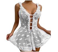 Lingerie sexy pour femme pour le sexe dentelle translucide lingerie une pièce femmes grandes tailles robe avec amour cœur imprimé mode perspective robe de nuit séduisante sous-vêtements effet mouillé