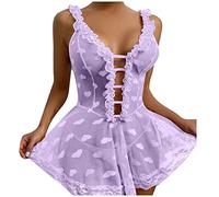 Lingerie sexy pour femme pour le sexe dentelle translucide lingerie une pièce femmes grandes tailles robe avec amour cœur imprimé mode perspective robe de nuit séduisante sous-vêtements effet mouillé