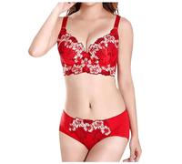 Lingerie sexy pour femme pour le sexe, soutien-gorge push-up et culotte Ensemble de lingerie deux pièces érotique en peluche Nuisette avec broderie délicate pour femme Sous-vêtements réglables Effet