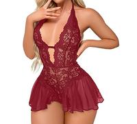 Lingerie Violet Femmes Grande Taille Sexy sous-vêtements Dentelle Sexy Passion Combinaison Body sous-vêtements Lingerie Tenue Sexe (RD1, L)