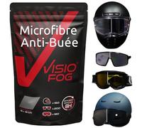 Lingette Anti Buee Casque Moto VisioFog/Anti Buee Lunette de Vue/Sport/Natation | Lingette Microfibre Anti Buée Réutilisable Jusqu'à 150 Fois sur Visiere Casque Moto Et 200 Fois sur Lunettes