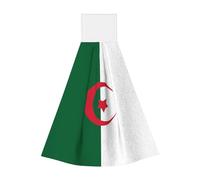 Lingettes à main en velours corail du drapeau de l'Algérie, serviettes suspendues pour cuisine, salle de bain, camping, plein air et plus, chiffons absorbants