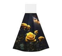 Lingettes absorbantes en velours corail à suspendre pour cuisine, salle de bain, camping, extérieur et plus encore - Jolies roses jaunes
