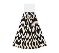 Lingettes absorbantes en velours corail blanc à motif symétrique africain - Serviettes à suspendre pour cuisine, salle de bain, camping, extérieur et plus encore