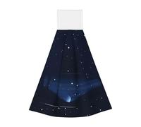 Lingettes absorbantes en velours corail bleu foncé Night View - Serviettes à suspendre pour cuisine, salle de bain, camping, extérieur et plus encore