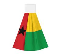 Lingettes absorbantes en velours corail, motif drapeau de la Guinée-Bissau - Serviettes à suspendre pour cuisine, salle de bain, camping, extérieur et plus encore