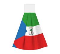 Lingettes absorbantes en velours corail, motif drapeau de la Guinée équatoriale - Serviettes à suspendre pour cuisine, salle de bain, camping, extérieur et plus encore