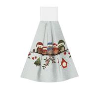 Lingettes absorbantes pour les mains en velours corail, motif hiboux de Noël sur une branche, pour cuisine, salle de bain, salon et extérieur