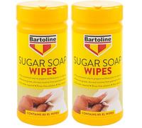 Lingettes Bartoline Sugar Soap 80XL - Lingettes nettoyantes et dégraissantes avant peinture pour le bois, le métal et le plastique - 80 lingettes extra-larges (Lot de 2)