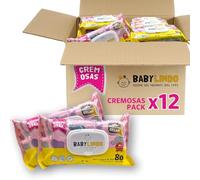 Lingettes bébé BabyLindo | Formule spéciale avec crème hydratante et huile d'amande | Hypoallergéniques | Pack de 12 x 80 (960 lingettes crémeuses)
