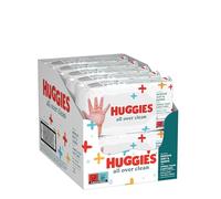 Lingettes bébé Huggies All Over Clean, 10 paquets de 56 lingettes, nettoie en douceur, fibres naturelles, idéales pour changer et débarbouiller bébé