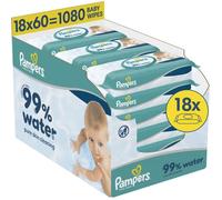 Lingettes bebe Pampers Lingettes humides Aqua 18 x 60 pièces. Sans plastique