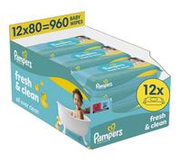 Lingettes bebe Pampers Lingettes humides FreshClean 12x80 pièces.