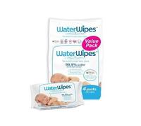 Lingettes Bébé - WaterWipes - Lot de 4 - 240 Lingettes - Hypoallergéniques - Mixte - Blanc