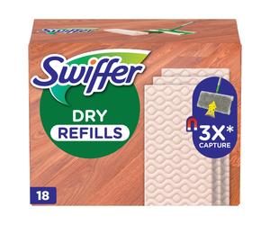 Lingettes bois et parquet Swiffer Dry, boite de 18
