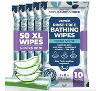 Lingettes corporelles épaisses sans rinçage XL - 50 lingettes (5 paquets) - Lingettes corporelles extra larges pour adultes - 17,8 x 27,9 cm par lingette - débarbouillettes jetables pour le bain, les